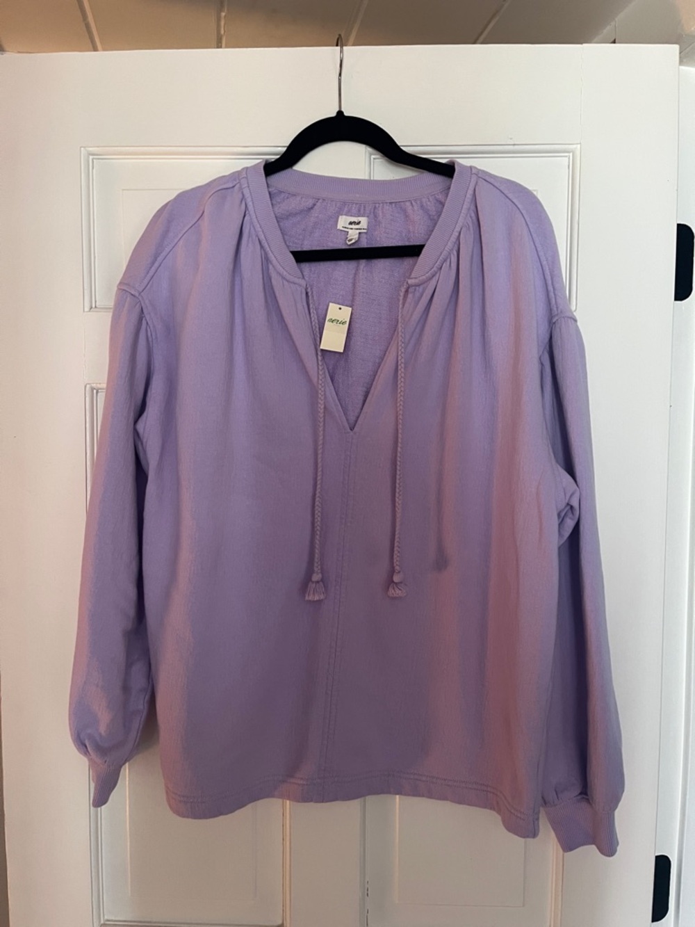 aerie Lavender Tie-Front Peasant Tunic